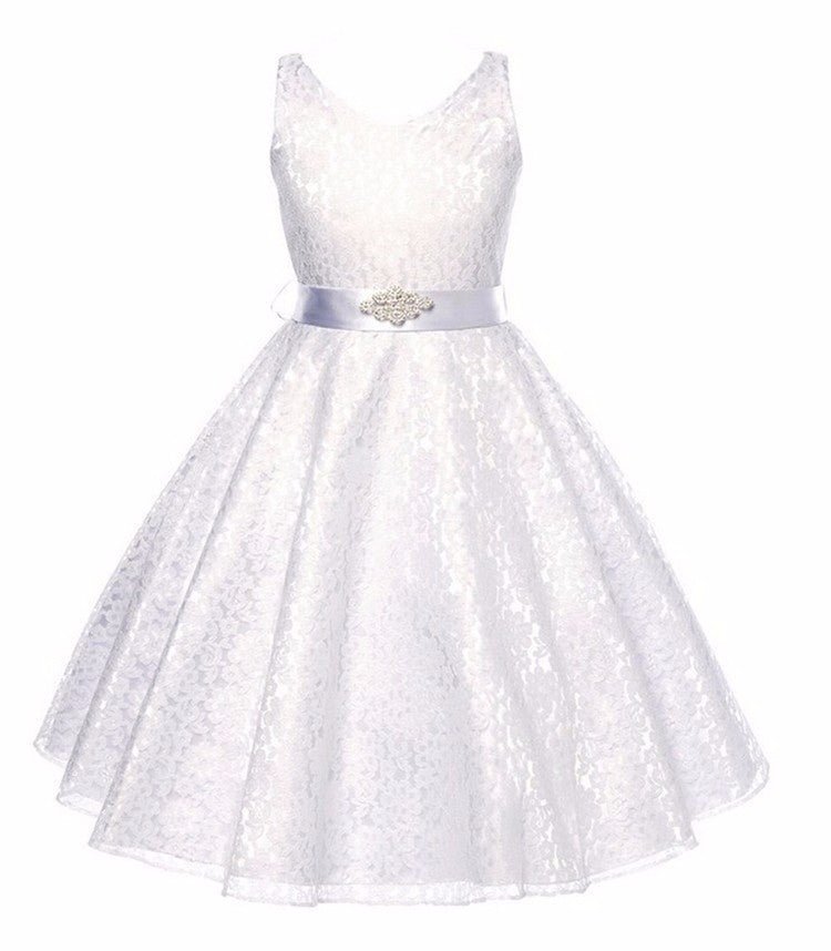 Kids girls dress children Costume Girls Dress Lace Dress Tong Wholesale - GIGI & POPO - Girl Dresses - White / 70cm