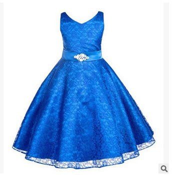 Kids girls dress children Costume Girls Dress Lace Dress Tong Wholesale - GIGI & POPO - Girl Dresses - Blue / 70cm