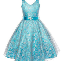 Kids girls dress children Costume Girls Dress Lace Dress Tong Wholesale - GIGI & POPO - Girl Dresses - Sky Blue / 150cm