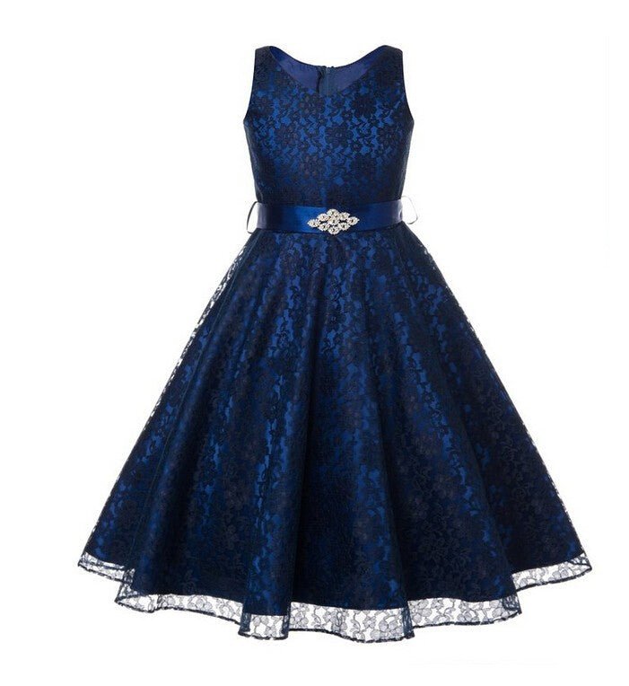 Kids girls dress children Costume Girls Dress Lace Dress Tong Wholesale - GIGI & POPO - Girl Dresses - Navy Blue / 120cm