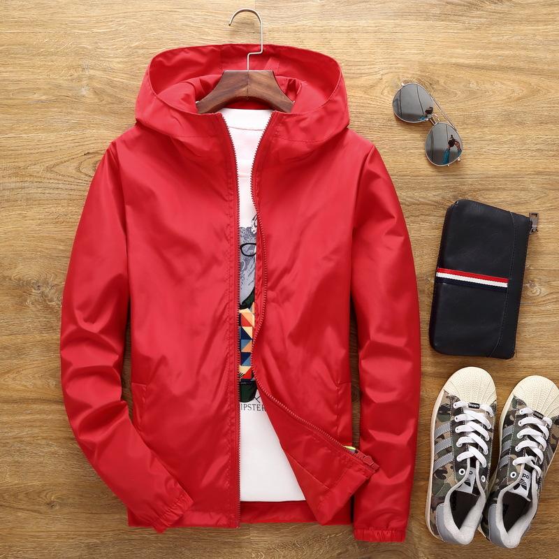 Long sleeve stand collar jacket - GIGI & POPO - Men Hoodies & Jackets - Red / 6XL