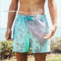 Magical Change Color Beach Shorts Summer Men Swimming Trunks Swimwear Swimsuit Quick Dry bathing shorts Beach Pant - GIGI & POPO - 0 - Bluepurplelattice / M