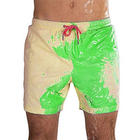 Magical Change Color Beach Shorts Summer Men Swimming Trunks Swimwear Swimsuit Quick Dry bathing shorts Beach Pant - GIGI & POPO - 0 - Greenyellow / 3XL