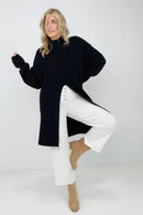 Mara Mockneck Front Slit Sweater - GIGI & POPO