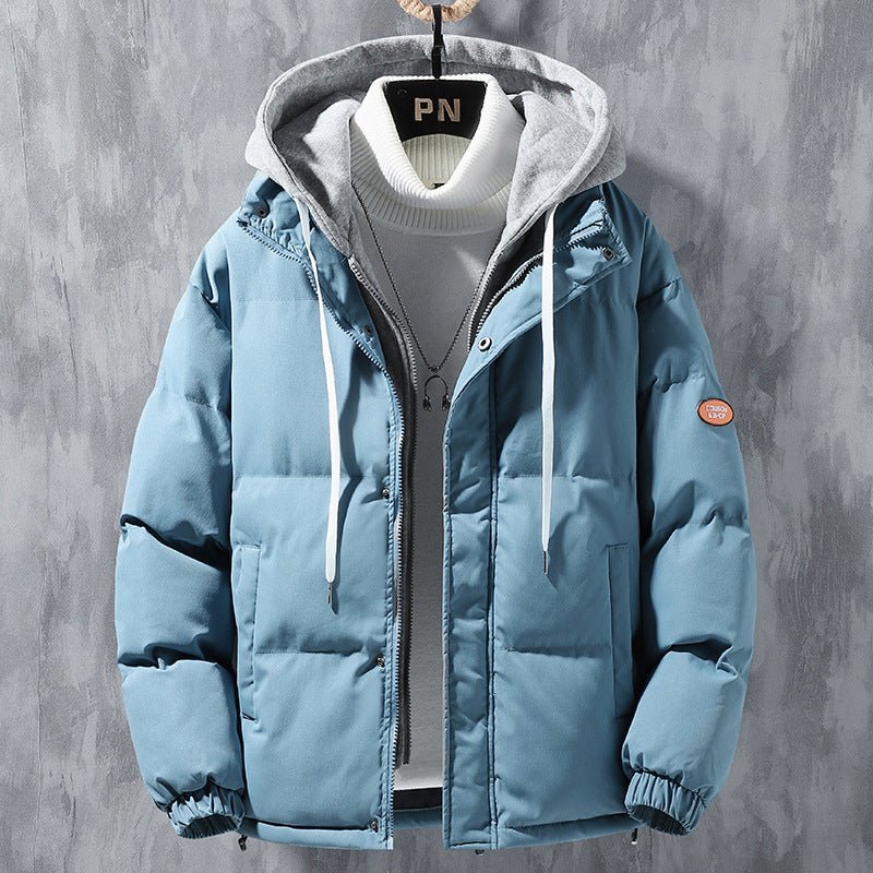 Men Winter Windproof Two-piece Hooded Coat Solid Leisure Sports Cotton Jacket - GIGI & POPO
