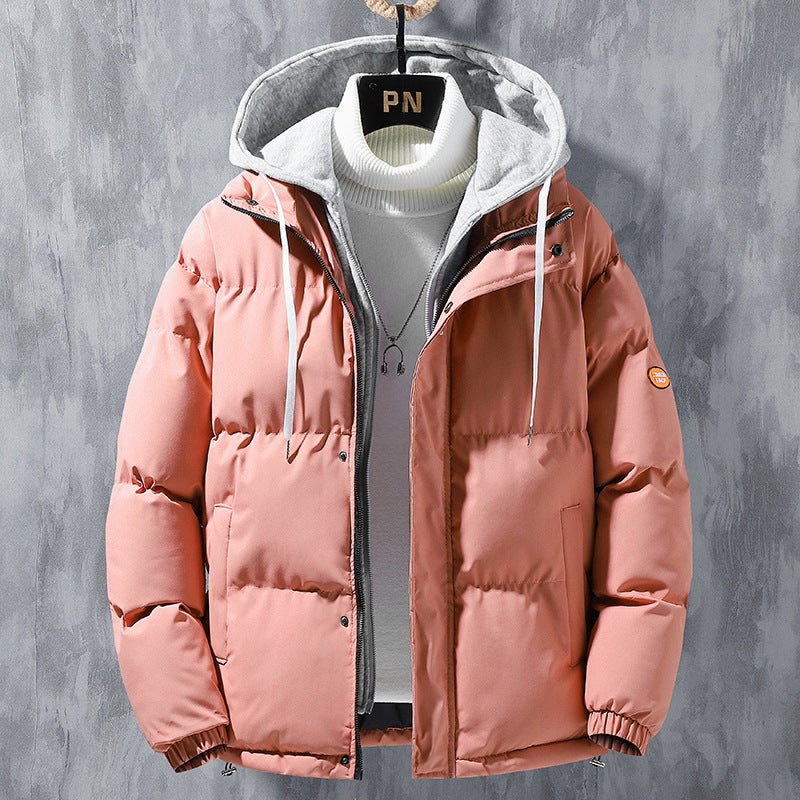 Men Winter Windproof Two-piece Hooded Coat Solid Leisure Sports Cotton Jacket - GIGI & POPO