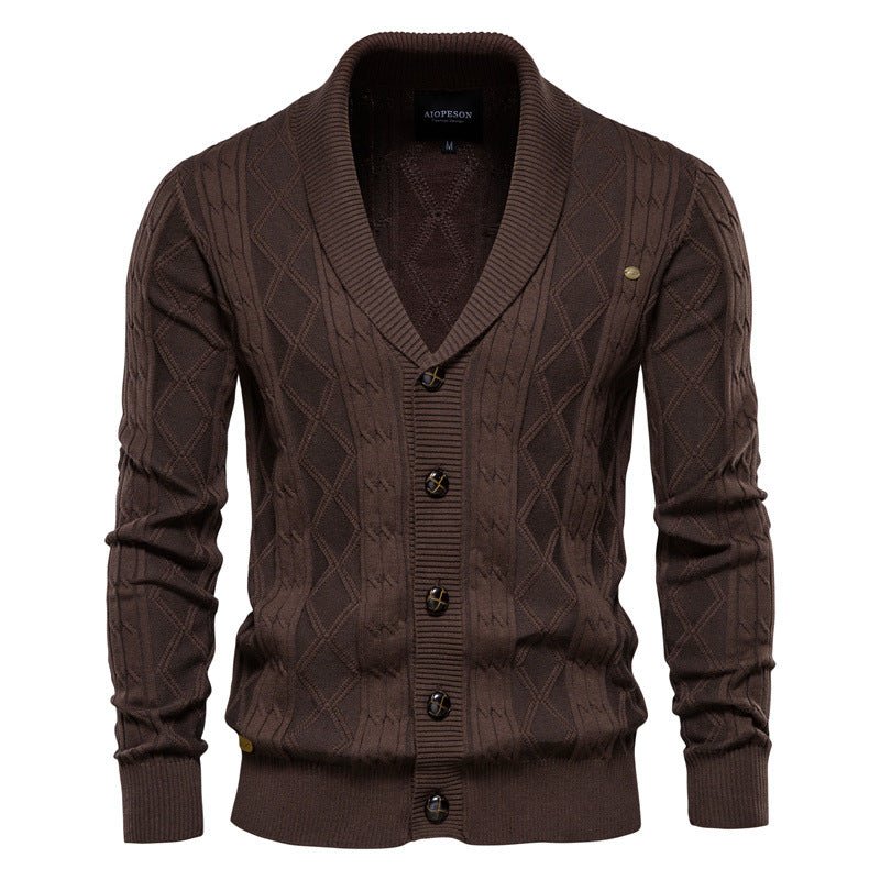 Men's Cardigan Sweater Padded Sweater Trend - GIGI & POPO - Men - Coffee / M