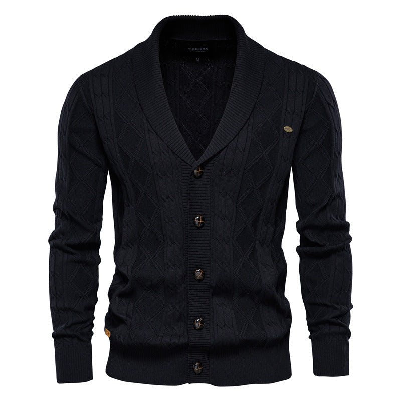 Men's Cardigan Sweater Padded Sweater Trend - GIGI & POPO - Men - Black / M