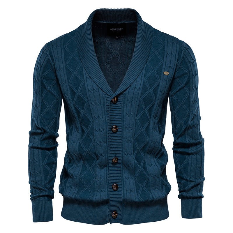 Men's Cardigan Sweater Padded Sweater Trend - GIGI & POPO - Men - Blue / M