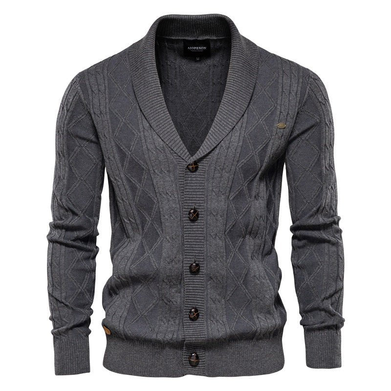 Men's Cardigan Sweater Padded Sweater Trend - GIGI & POPO - Men - Grey / M