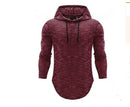 Men's Casual Cotton Hoodies Long Sleeve Sweatshirts Solid Color With Hat - GIGI & POPO - Men Hoodies & Jackets - Red / L