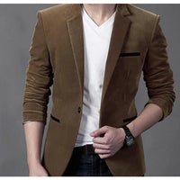 Men's Casual Suit Slim Corduroy Suit - GIGI & POPO - 0 - Darkkhaki / M