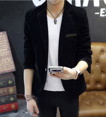 Men's Casual Suit Slim Corduroy Suit - GIGI & POPO - 0 - Black / XL