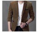 Men's Casual Suit Slim Corduroy Suit - GIGI & POPO - Men Hoodies & Jackets - Dark khaki / M