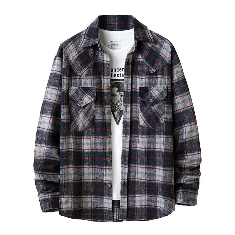 Men's Long Sleeve Flannel Plaid Shirt - GIGI & POPO