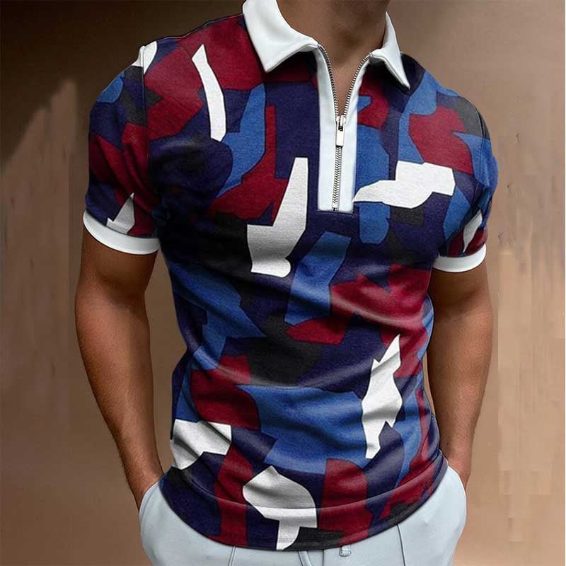 Men's Solid Polo Short-Sleeved print shirt