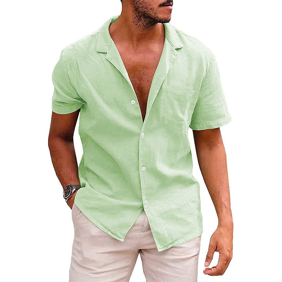 Men's Tops Casual Button Down Shirt Short Sleeve Beach Shirt Summer - GIGI & POPO