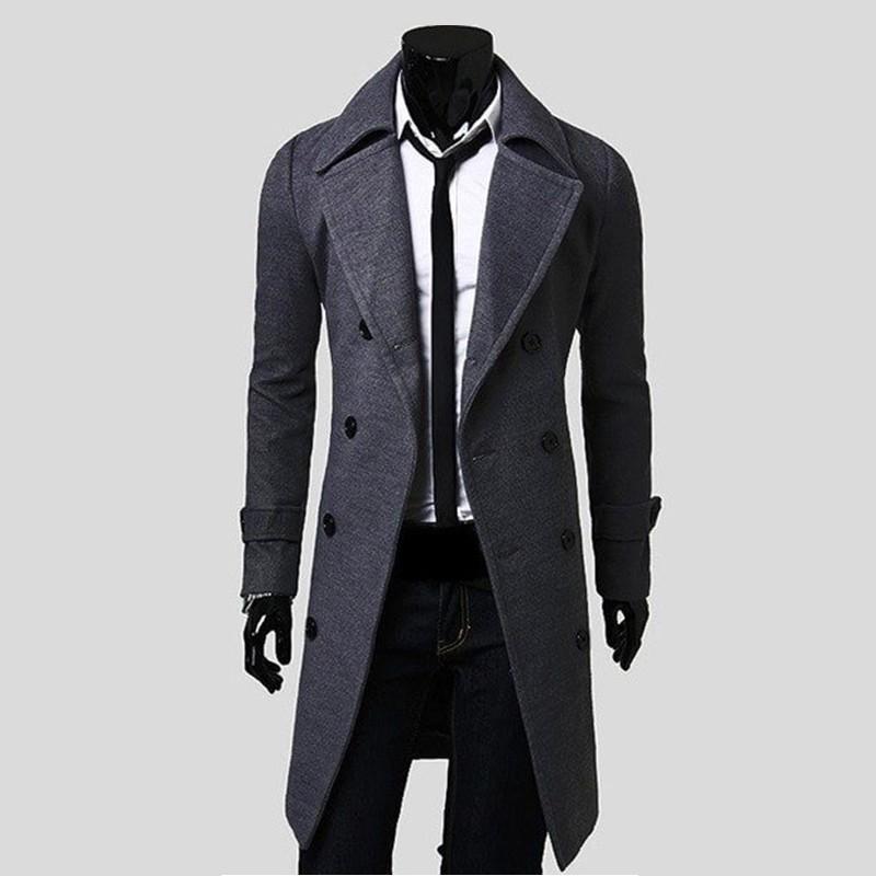 Men's Trench Coat - GIGI & POPO - Men Hoodies & Jackets - Dark grey / XXL