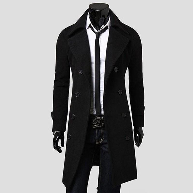 Men's Trench Coat - GIGI & POPO - Men Hoodies & Jackets - Black / XL