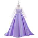 Mesh Long Sleeve Trailing Girls' Dress - GIGI & POPO - Girl Dresses - Light purple / 150cm