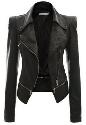 Motorcycle leather jacket jacket zipper two leather jacket - GIGI & POPO