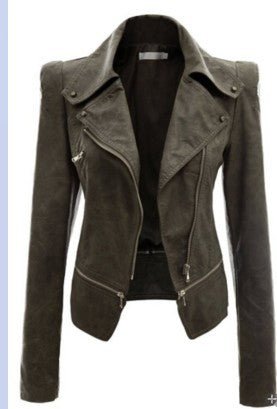 Motorcycle leather jacket jacket zipper two leather jacket - GIGI & POPO