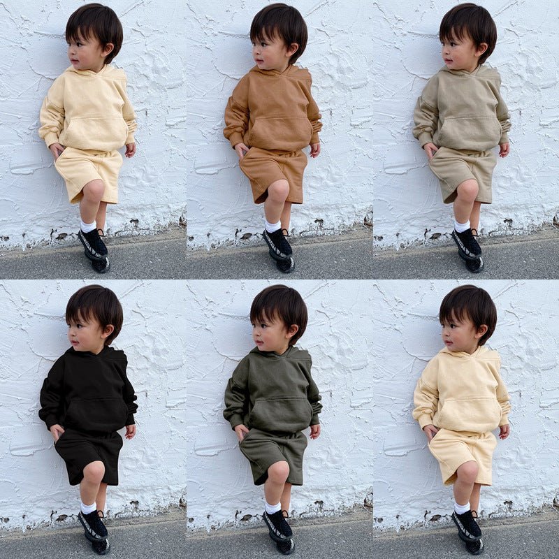 New Two-piece Children's Long-sleeved Sweater Shorts