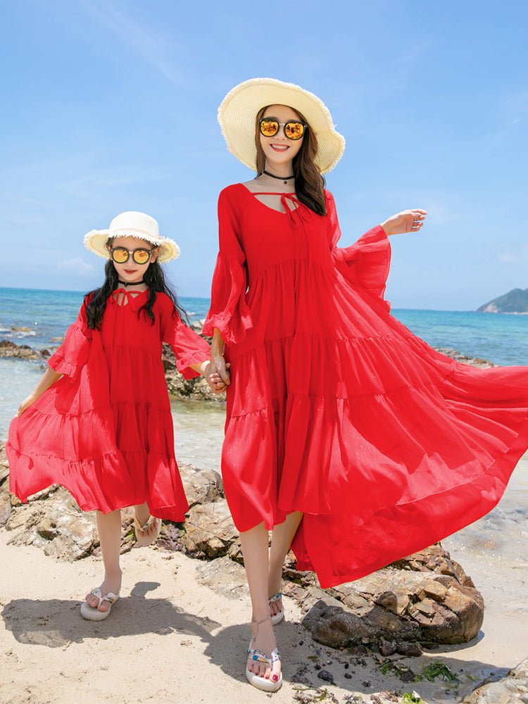 Parent-child Culottes Summer A Family Of Three Four Seaside Vacation Photo Loose Beach Dress Family Suit - GIGI & POPO