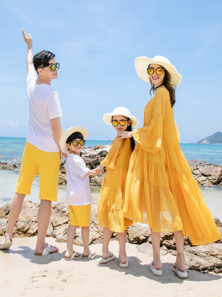Parent-child Culottes Summer A Family Of Three Four Seaside Vacation Photo Loose Beach Dress Family Suit - GIGI & POPO