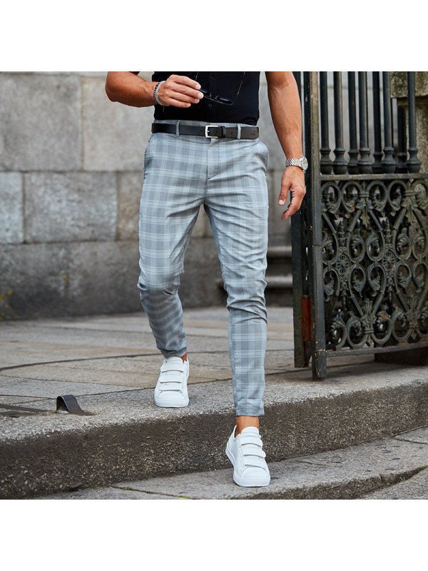 Plaid Print Pants Men's Casual Trousers Loose And Thin - GIGI & POPO