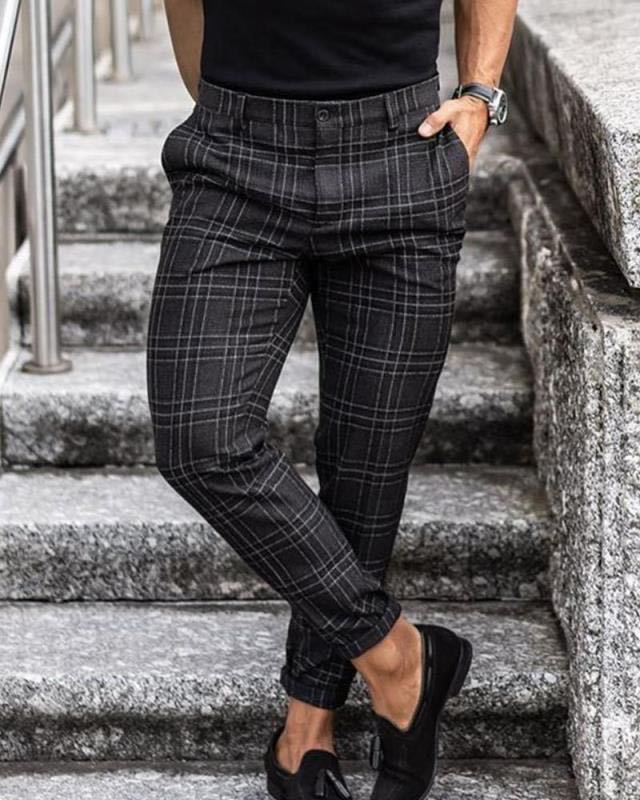 Plaid Print Pants Men's Casual Trousers Loose And Thin - GIGI & POPO