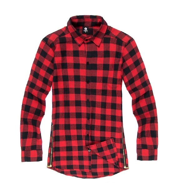Plaid Zipper Shirt - GIGI & POPO - Men - S / Long Sleeve Red