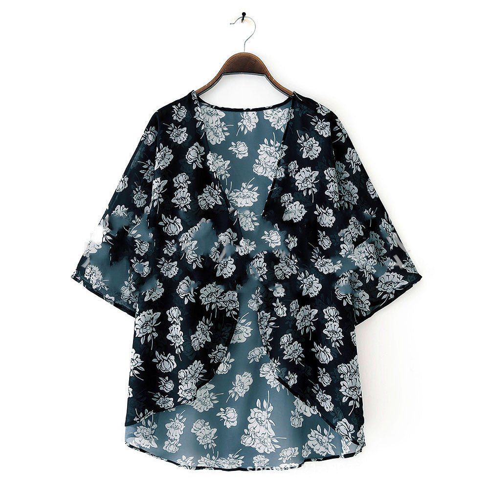 Printed beach sun proof shirt Chiffon cardigan - GIGI & POPO