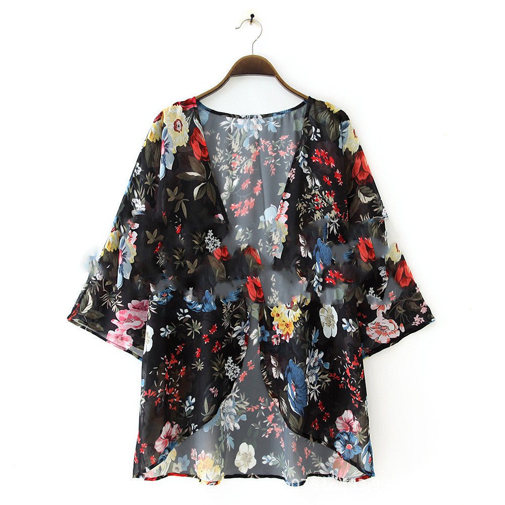 Printed beach sun proof shirt Chiffon cardigan - GIGI & POPO