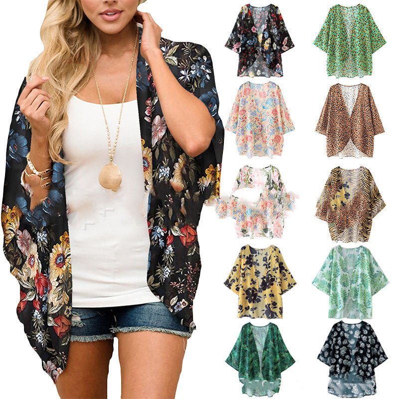 Printed beach sun proof shirt Chiffon cardigan - GIGI & POPO