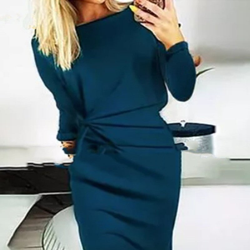Pullover Round Neck Long Sleeves Dress