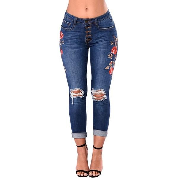 Ripped Jeans for Women Pencil Pants Denim - GIGI & POPO - Jeans - S / 5