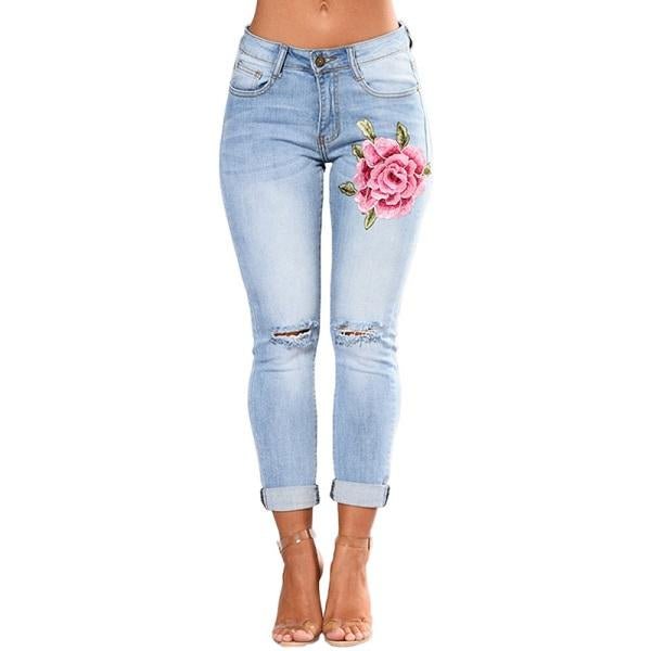 Ripped Jeans for Women Pencil Pants Denim - GIGI & POPO - Jeans -