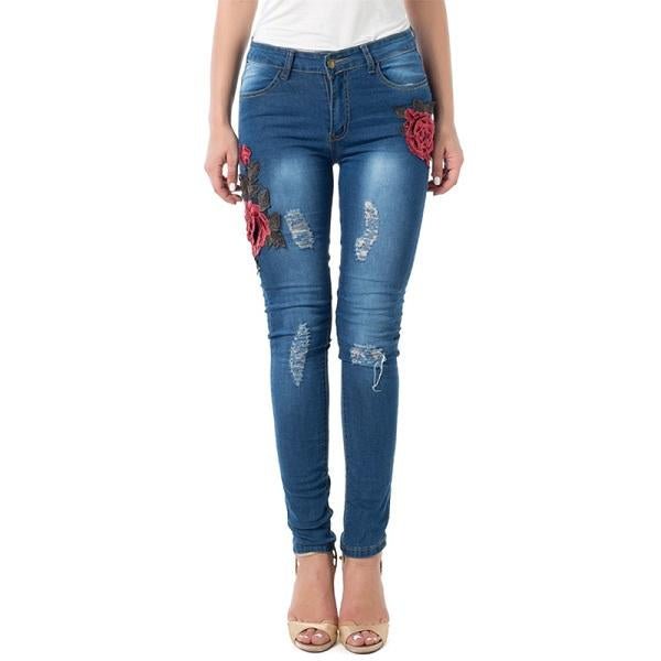 Ripped Jeans for Women Pencil Pants Denim - GIGI & POPO - Jeans -