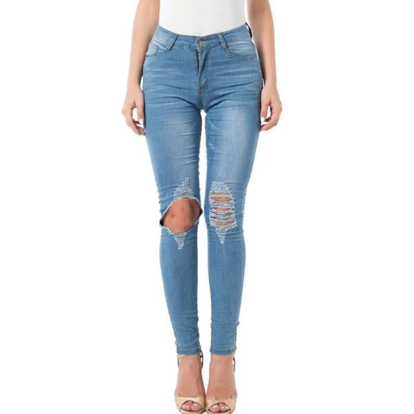 Ripped Jeans for Women Pencil Pants Denim - GIGI & POPO - Jeans -