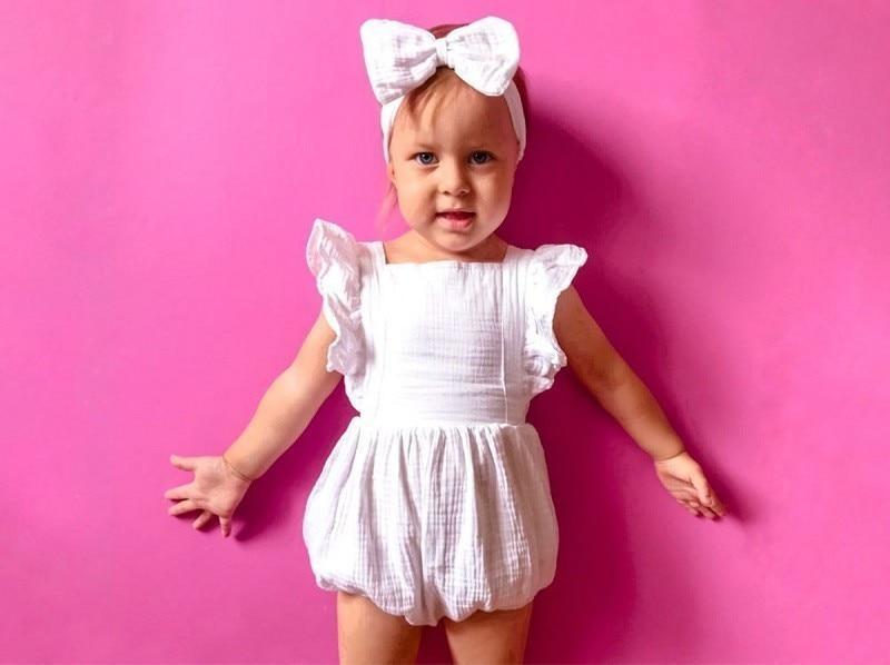 Ruffle Gauze Romper with Bow Headband - GIGI & POPO - Baby & Toddler -