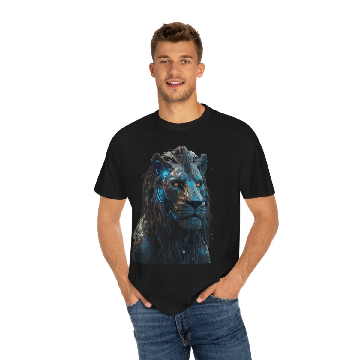 Sci-fi Lion print Unisex Garment-Dyed T-shirt - GIGI & POPO