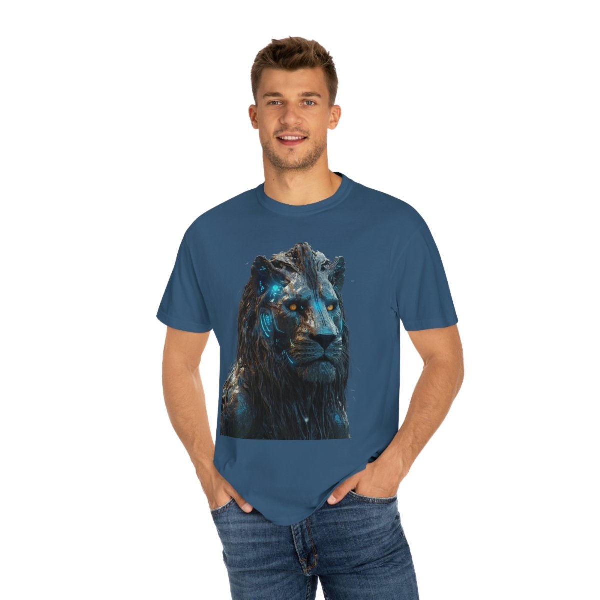 Sci-fi Lion print Unisex Garment-Dyed T-shirt - GIGI & POPO