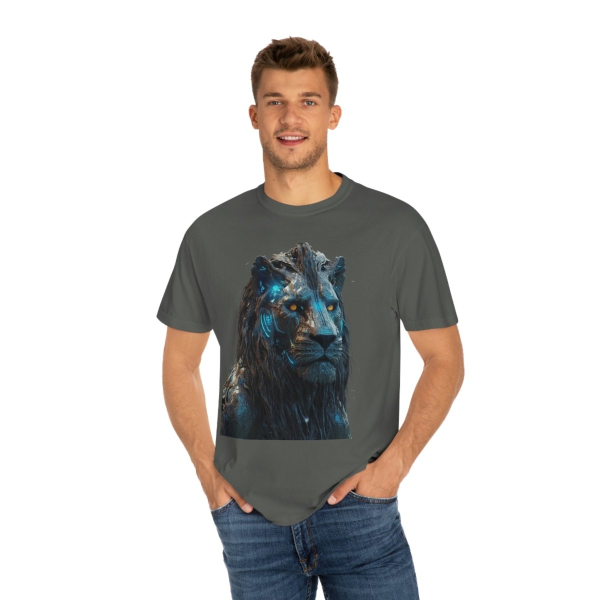 Sci-fi Lion print Unisex Garment-Dyed T-shirt - GIGI & POPO