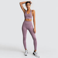 Seamless Gym Set Nylon Woman Sportswear - GIGI & POPO - Women - Lotus root purple / L