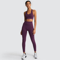 Seamless Gym Set Nylon Woman Sportswear - GIGI & POPO - Women - Purple red / S