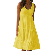 Sleeveless round neck splicing large beach skirt - GIGI & POPO - Women - yellow / M