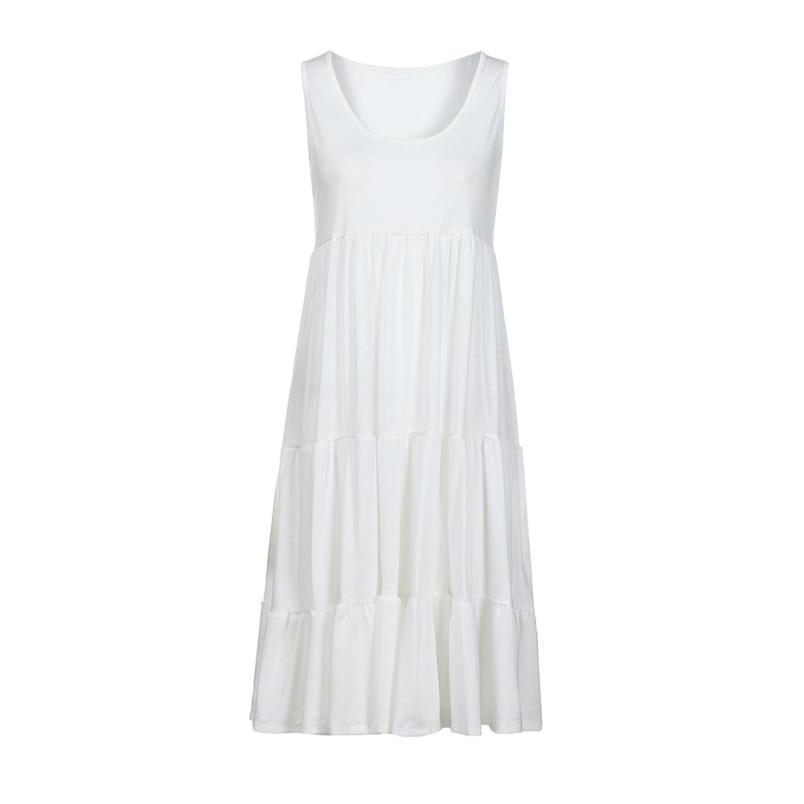 Sleeveless round neck splicing large beach skirt - GIGI & POPO - Women - white / XXL