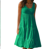Sleeveless round neck splicing large beach skirt - GIGI & POPO - Women - Green / XXL