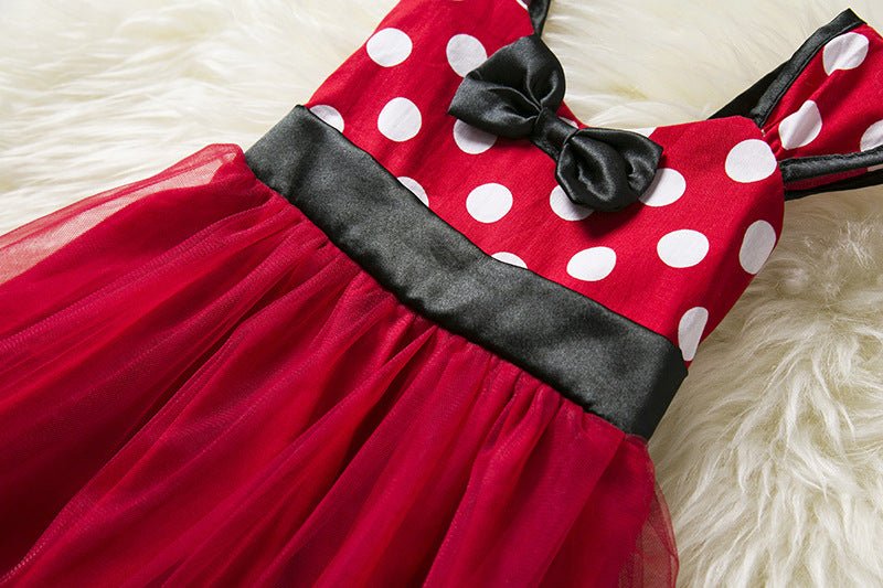 Sleeveless Vest Polka Dot Bow Princess Dress - GIGI & POPO - Baby Girl -